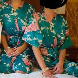 Silky floral robe